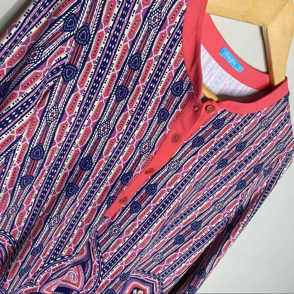 J. McLaughlin Navy Purple Mayan Paisley Catalina Cloth Boca Tunic Top Size Small - Picture 3 of 11